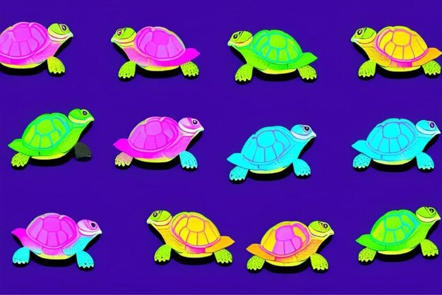 Vector turtle team group of slow and steady friends