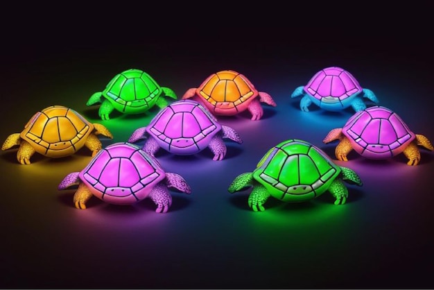 Vector turtle team group of slow and steady friends