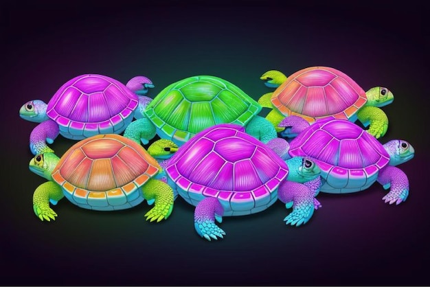 Vector turtle team group of slow and steady friends