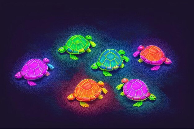 Vector turtle team group of slow and steady friends