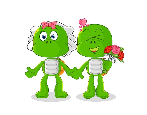 Turtle wedding cartoon cartoon mascot vector