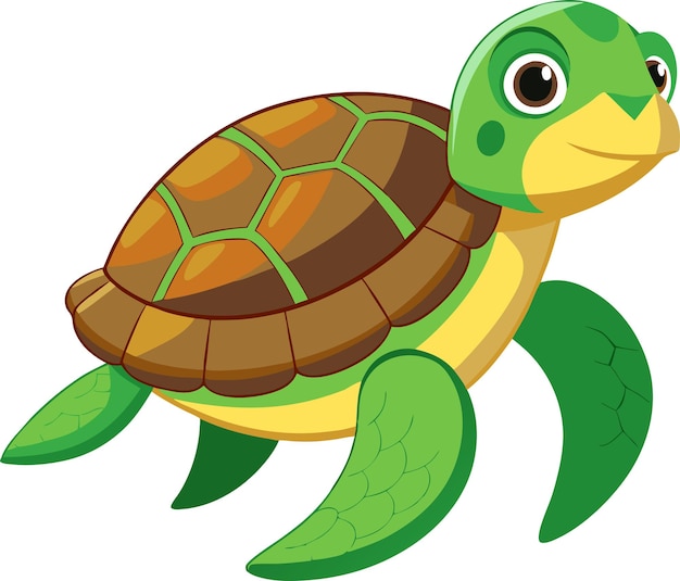 Vector a turtle with a green face is riding a wave