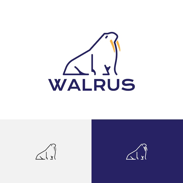 Tusk Walrus Animal Pole Wildlife Line Abstract Logo