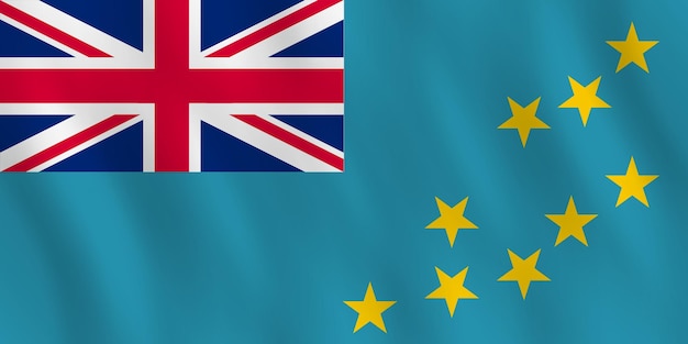 Tuvalu flag with waving effect, official proportion.