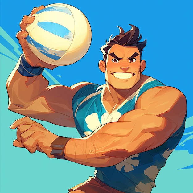 A Tuvaluan man is playing volleyball