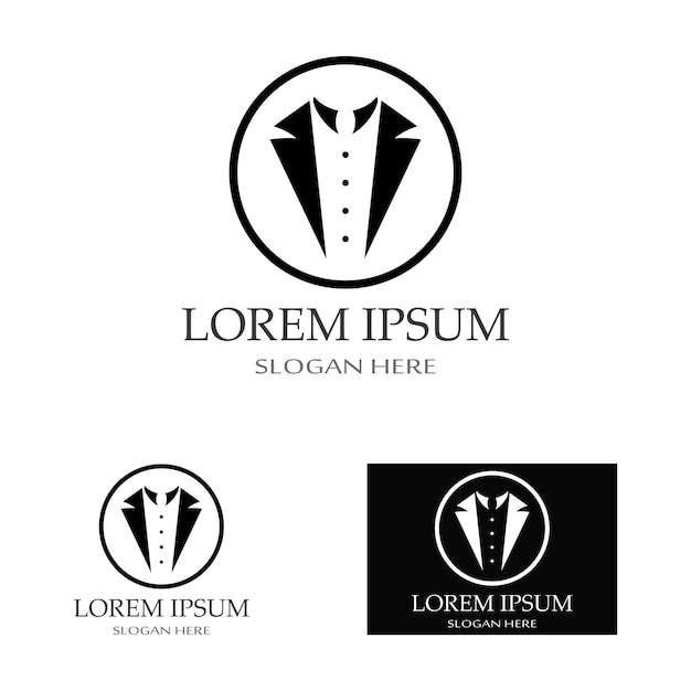 Tuxedo icon and logo for menswear design template and vector illustration