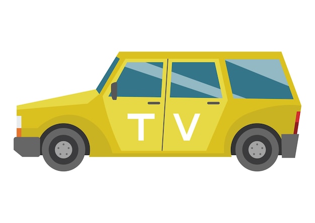 Tv broadcasting vehicle Car for reporting news Auto side view Journalist transportation