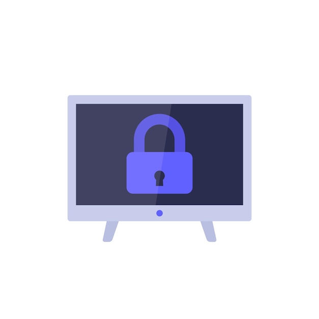 TV and lock icon flat vector