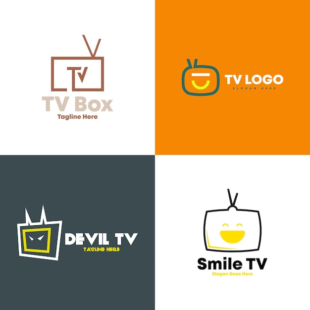 TV Logo Set Design Template Vector