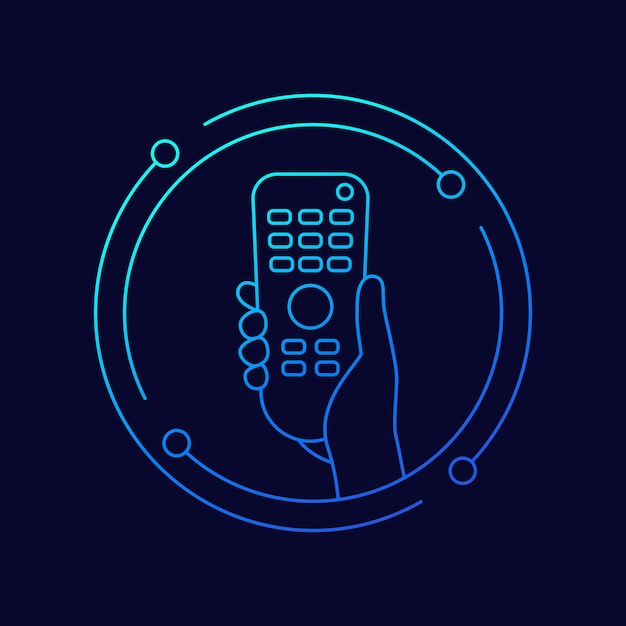 Tv remote control rc in hand line vector illustration