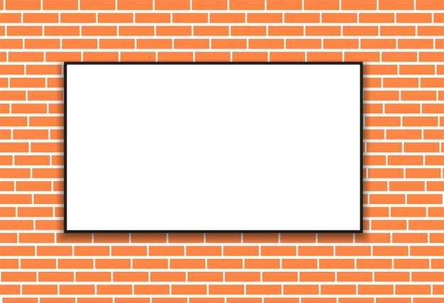 TV with white screen on brick wall background