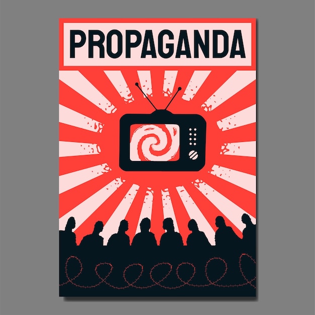 TV zombifying a crowd of people a symbol of propaganda totalitarianism and dictatorship