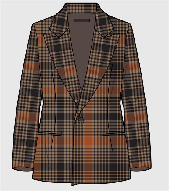 TWEED SINGLE BREASTED BLAZER JACKET FOR WOMEN VECTOR