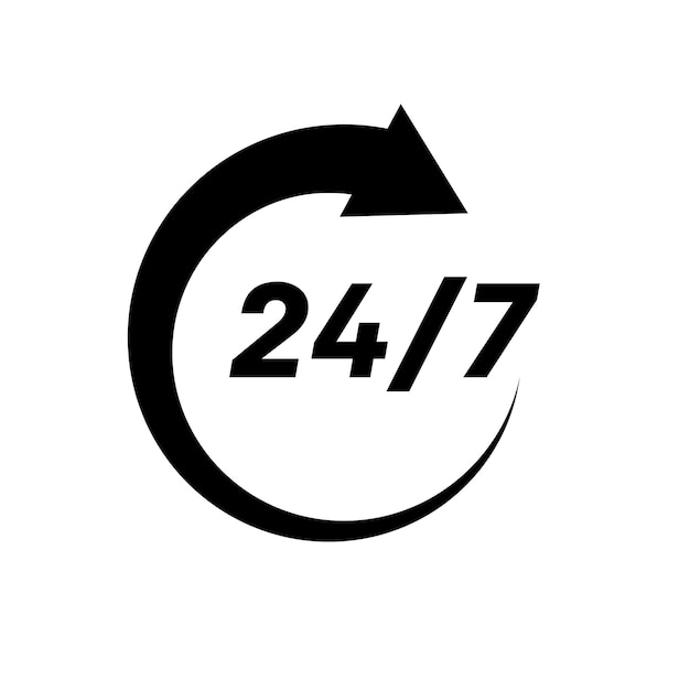 Twenty four hour with arrow loop icon 24 hours cyclic sign Opened order execution or delivery