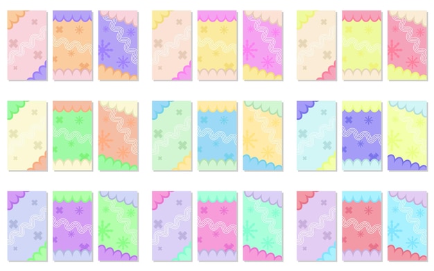 twenty seven sets of abstract portrait background with flowers and wavy lines