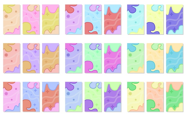 twenty seven sets of fluid abstract pastel color portrait background. simple, flat and colorful