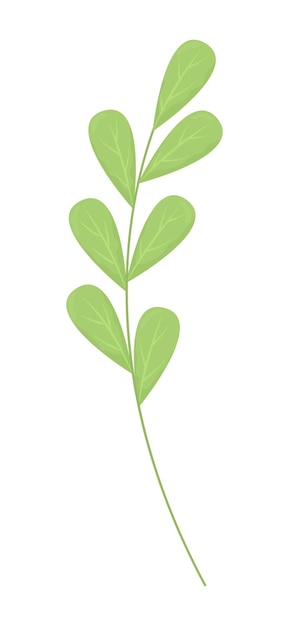 Twig with green leaves semi flat color vector object