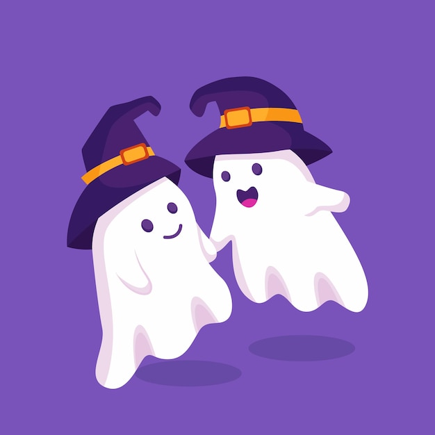 Twin Ghost Character Design Illustration