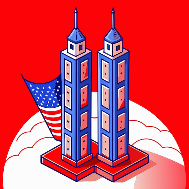 Vector twin towers vector illustration cartoon