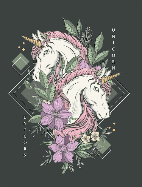 twin unicorn luxury art print