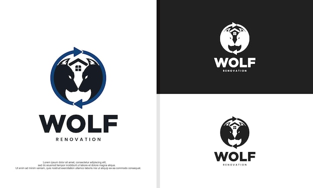 Twin wolf logo building renovation logo