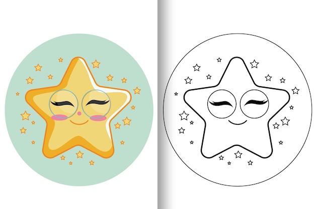 Twinkle little stars coloring page Outline vector cartoon illustration