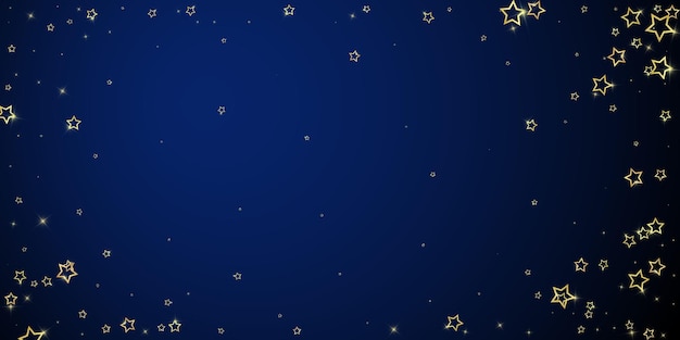 Twinkle stars scattered around randomly flying falling down floating Christmas celebration concept Festive stars vector illustration on dark blue background