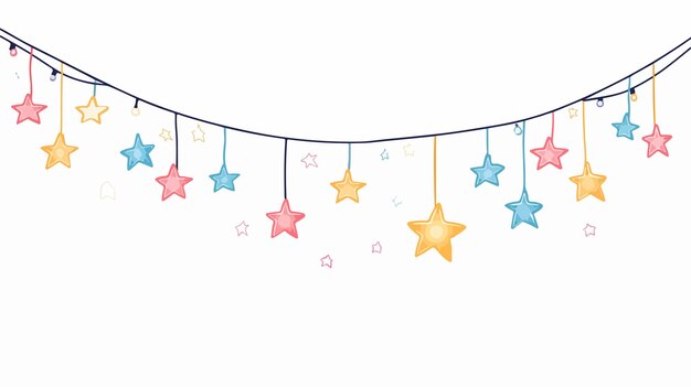 Vector twinkling star string lights illustration festive holiday decor concept