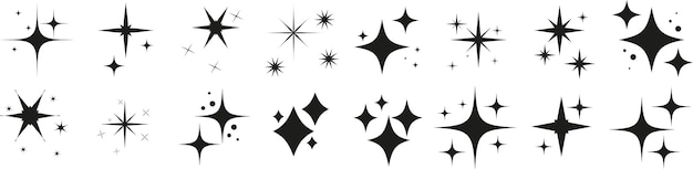 Twinkling stars Sparkle star icons Blink glitter and glowing icon