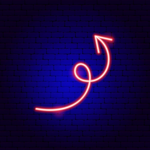 Twisted Arrow Neon Sign. Vector Illustration of Direction Promotion.