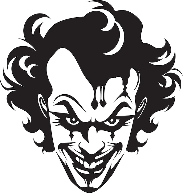 Vector twisted tease creepy clown emblem shadowed shenanigans sinister clown symbol