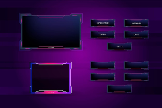 Twitch overlay gamer concept and streamer border