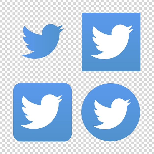 Twitter icon blue design set template transparant background