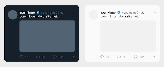 Vector twitter post template mock up social network app frame mockup editorial illustration
