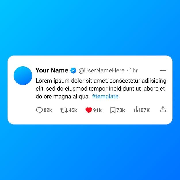 Vector twitter social media realistic tweet mockup design template with transparent background