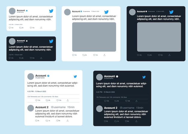 Vector twitter tweet and reply vector template mock up