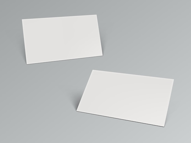 Vector two 3d blank business card with shadow on gray