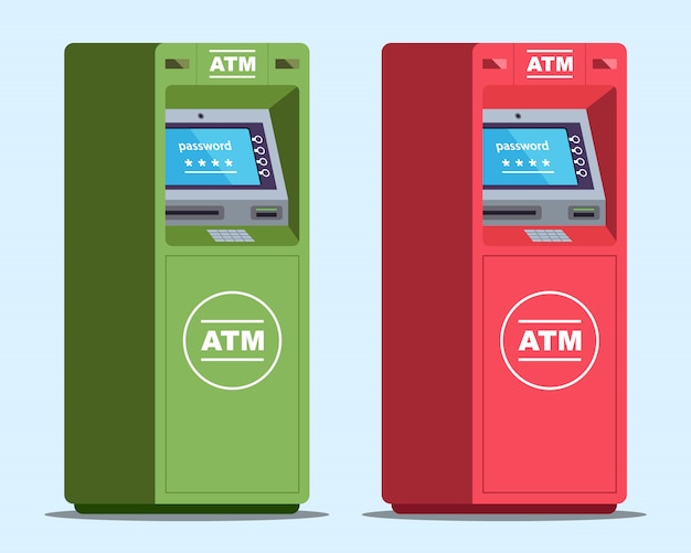 two ATMs require a password to withdraw money illustration