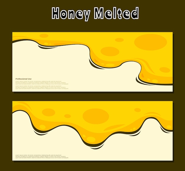 Two banners for honey melted with the words " honey melted " on the bottom.