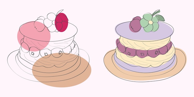 Two berrytopped cakes on plates