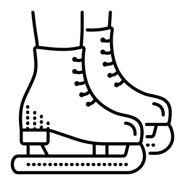 Vector two black line ice skates shoes on feet ice skating sign vector illustration editable stroke