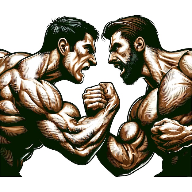 two boxers A fight between two strong muscular man vector illustration