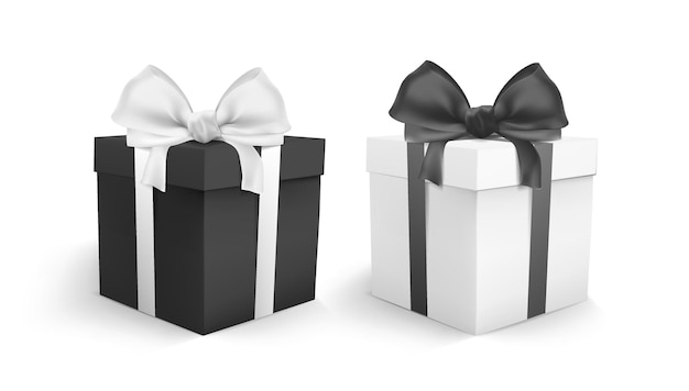 two boxes with gifts stand isolated