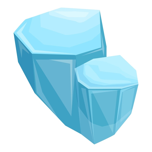 Vector two bright blue icebergs floating in the ocean