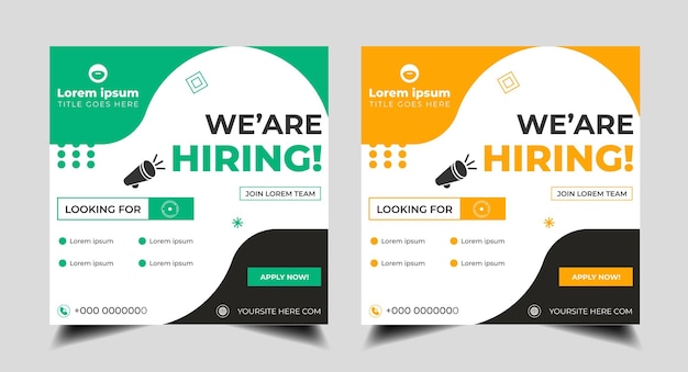 Vector two brochures for hiring are shown on a gray background