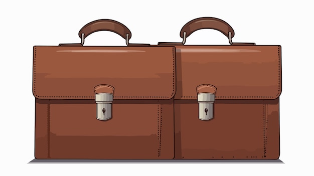 Vector two brown suitcases with one that has a brown handle