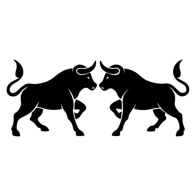 Vector two bull fight silhouette illustrator art silhouette matador and bull fight