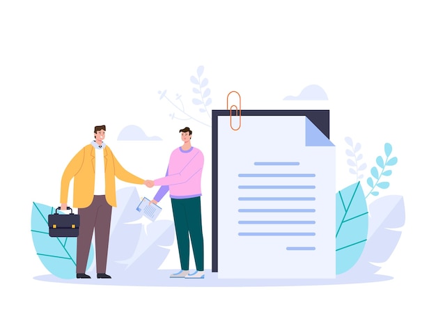 Vector two business people shaking hands and making deal adstract   illustration