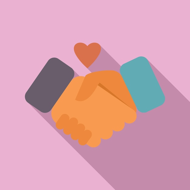 Vector two business people shaking hands making a deal with a heart signifying love and respect