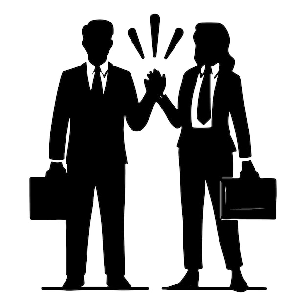 two business people silhouette vector style illustration with white background